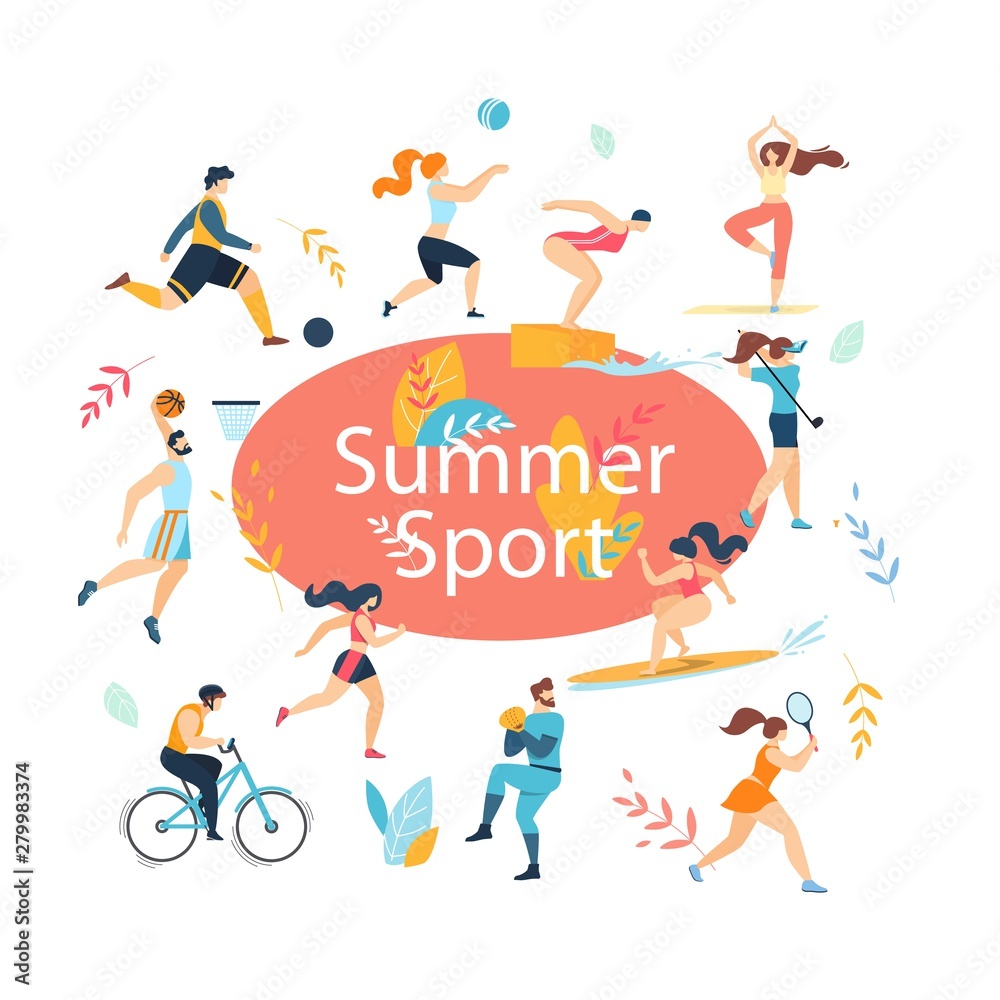 Fototapeta premium Summer Sport Activities Set. Sportsmen Workout