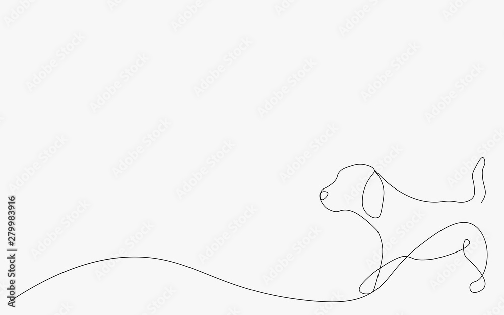 Puppy cute one line drawing, vector illustration Puppy cute one line drawing, vector illustration