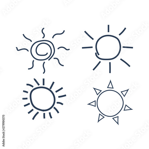 Set of Hand Drawn Symbols of Sun vector image