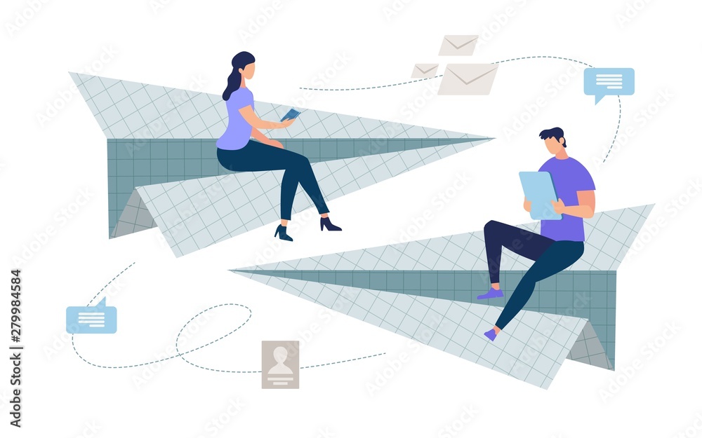 Fototapeta premium Informative Poster Easy Messaging Cartoon Flat.