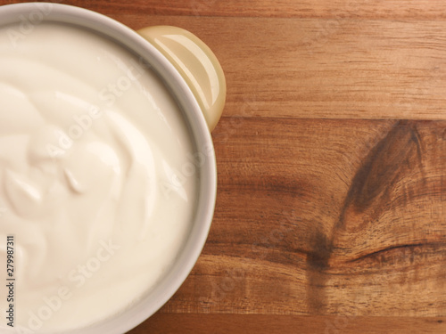Organic yoghurt in a bowl