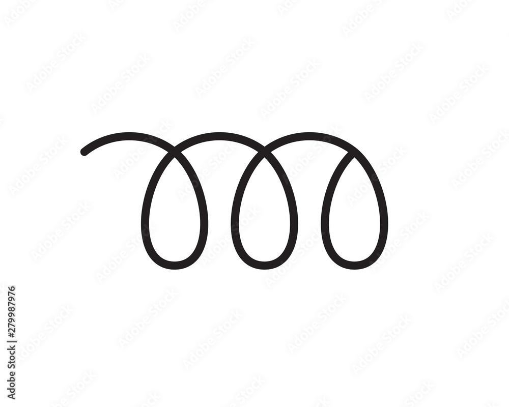 Black spiral flexible wire elastic on white Black spiral flexible wire elastic on white