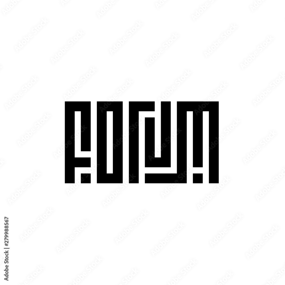 Forum Word. Modern Calligraphic Style. Minimalist Style Typography for T-shirts, Posters, Invitations, Mugs - Vector