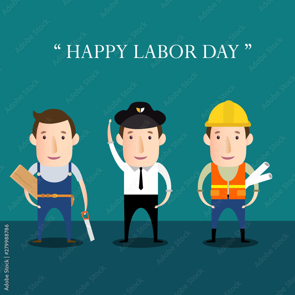 Cartoon Character Occupation For Labor Day. Cartoon Character Occupation For Labor Day.
