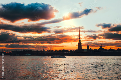 Golden sunset in Saint-Petersburg, Russia