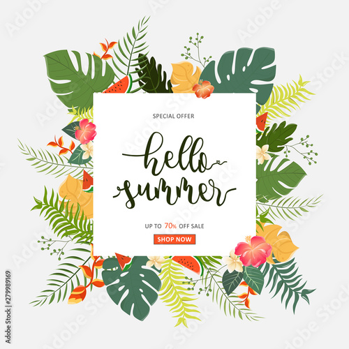 Various tropical forest illustrations for summer sale