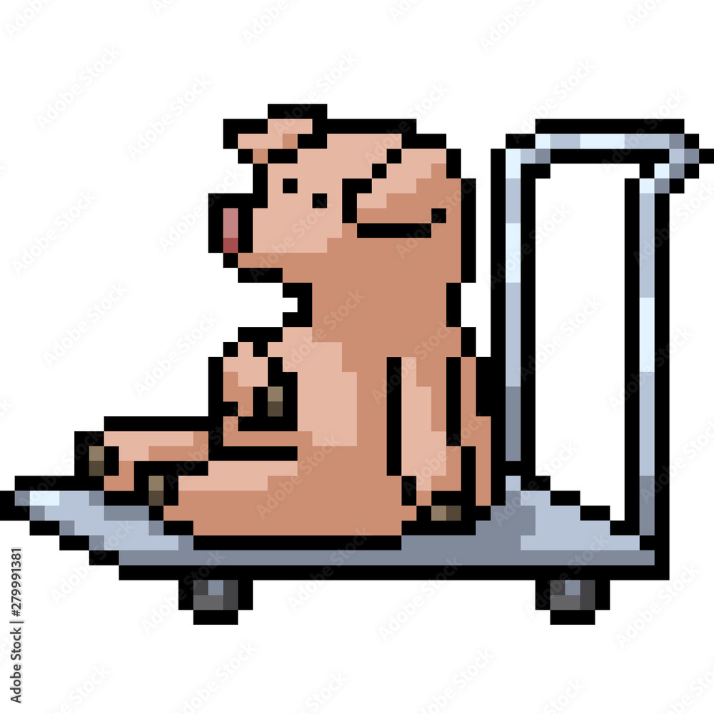 vector pixel art pig cart