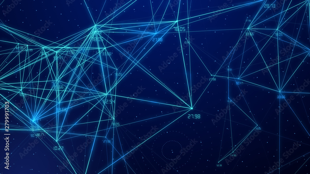 abstract connected dots plexus networking light blue background with code number running abstract connected dots plexus networking light blue background with code number running