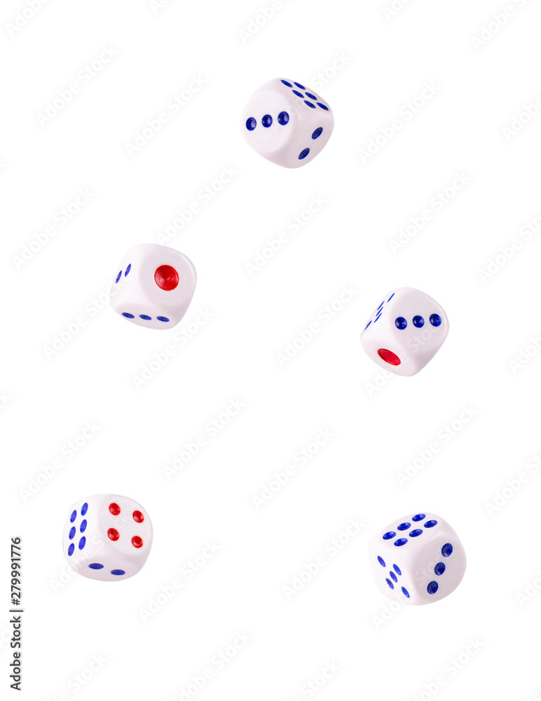 the  pair of dices floating on white background