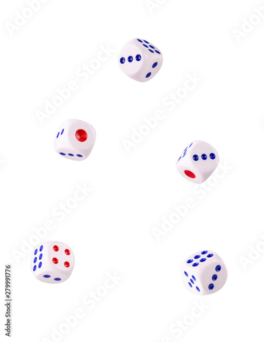 the  pair of dices floating on white background
