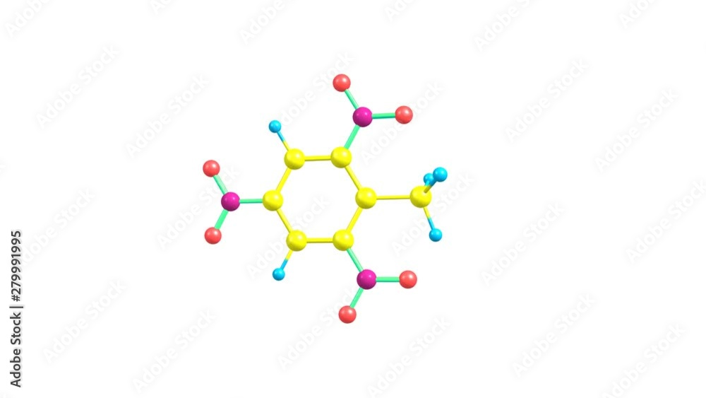 Rotating TNT trinitrotoluene molecule Rotating TNT trinitrotoluene molecule