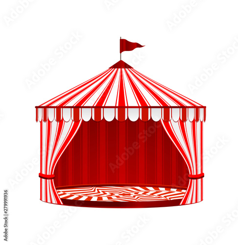 Circus Striped Tent On White Background. Circus Vintage Collection.