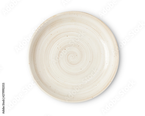 Foto Empty ceramic round plate isolated on white background