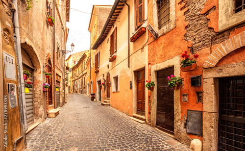 Fototapeta Naklejka Na Ścianę i Meble -  Old medieval streets of Tivoli, Lazio, Italy. Tivoli architecture and landmark.