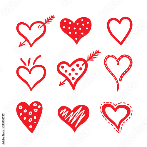 Hand drawn hearts. Design elements for Valentine s day.