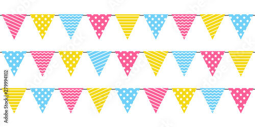 Seamless border with Birthday party color flags