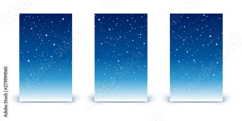 Set of vertical banners with shiny stars on night sky