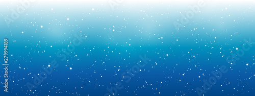 Shiny stars on blue sky background - horizontal panoramic banner for Your design