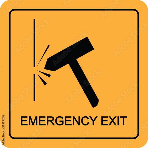 Emergency exit with smash hammer into the window