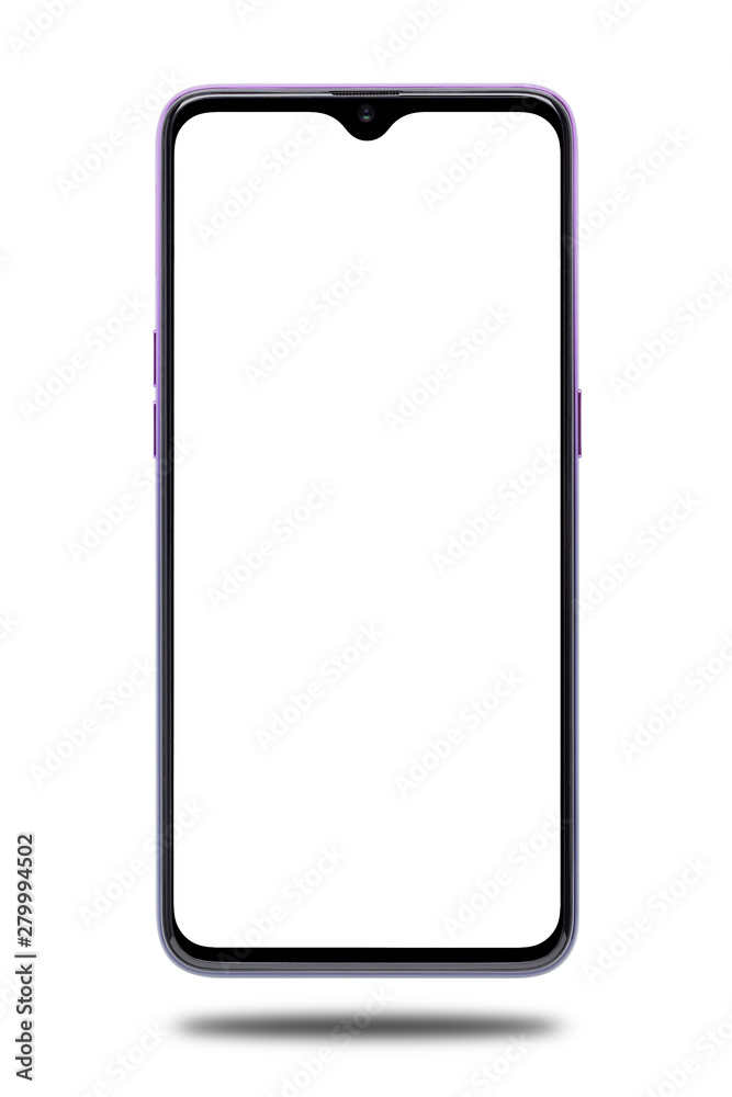 purple smartphone with white screen, modern touch screen isolated on white background. purple smartphone with white screen, modern touch screen isolated on white background.