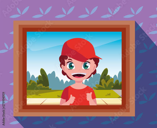 photography with boy on the wall