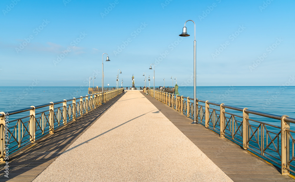 Pier of the Marina di Pietrasanta beach in Versilia, Italy