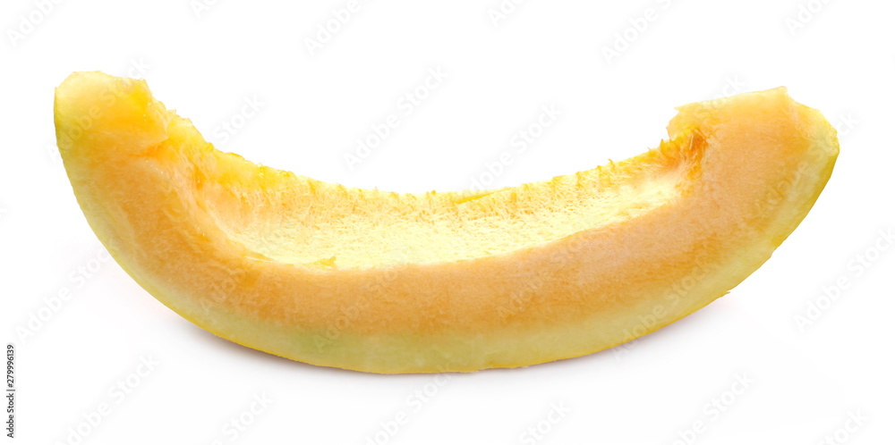 Cantaloupe melon slice isolated on white background