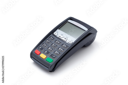 Photo Credit card terminal on white background