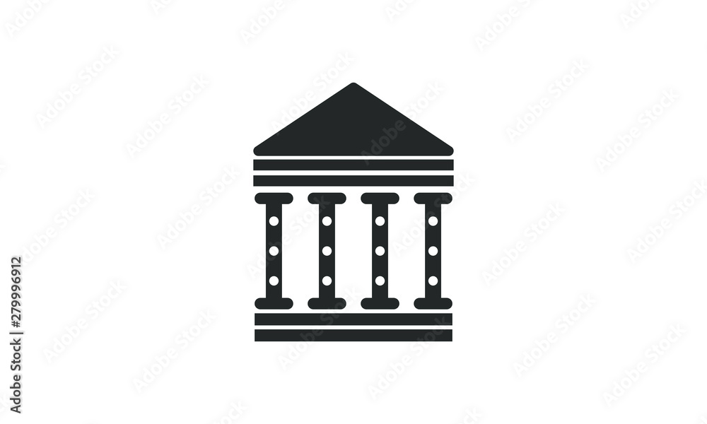Court Building Icon, black icon, bank, University Icon Isolated on White Background
