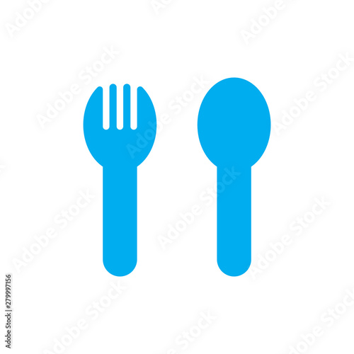 blue baby spoon & fork icon vector