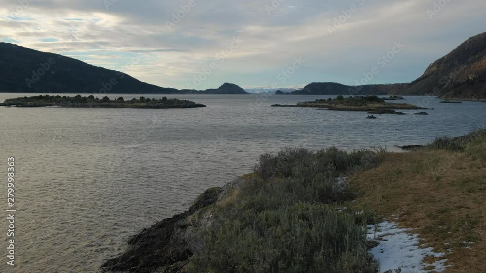 LOCKED OFF View of Lapataia Bay in Tierra del Fuego National Park LOCKED OFF View of Lapataia Bay in Tierra del Fuego National Park