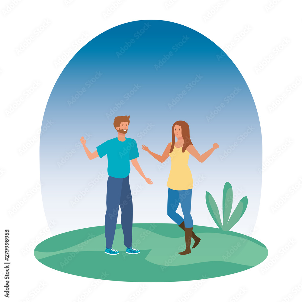 young lovers couple in the landscape young lovers couple in the landscape