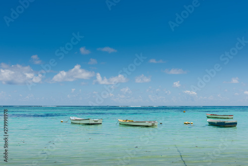 Many small boats near indian ocean coastline