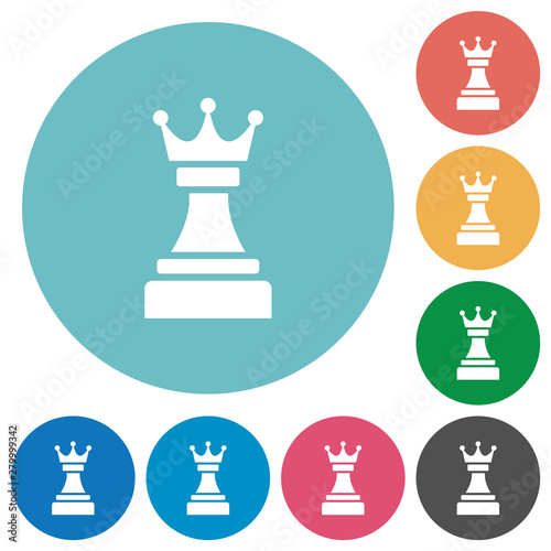 Black chess queen flat round icons