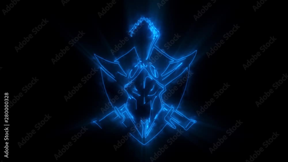 Blue Spartan Warrior Animated Logo with Reveal Effect Blue Spartan Warrior Animated Logo with Reveal Effect
