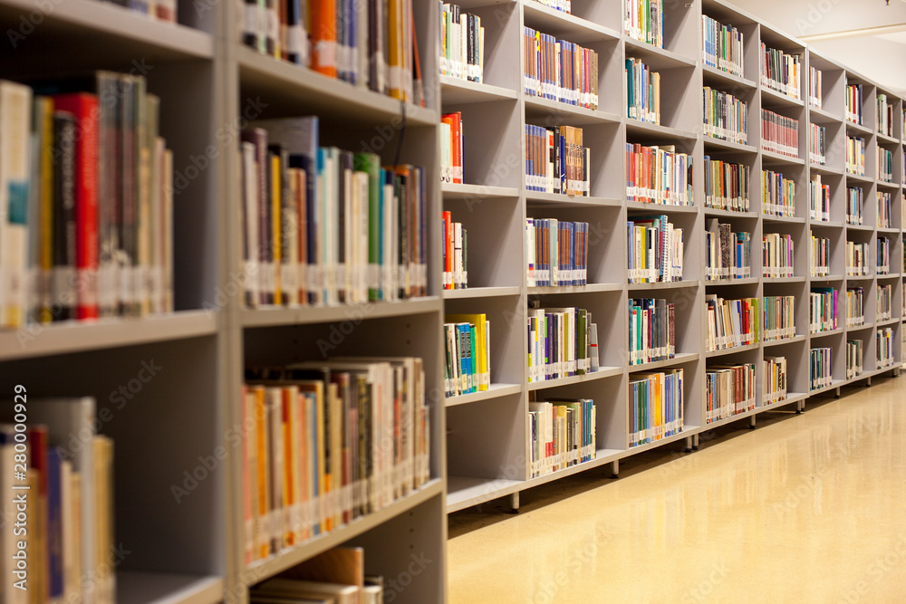 Blurred background. Library, books. Close-up. Blurred background. Library, books. Close-up.