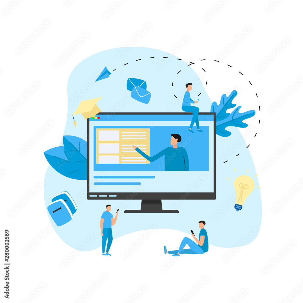 Online education or web course with distance teacher. E-learning concept. Online education or web course with distance teacher. E-learning concept.
