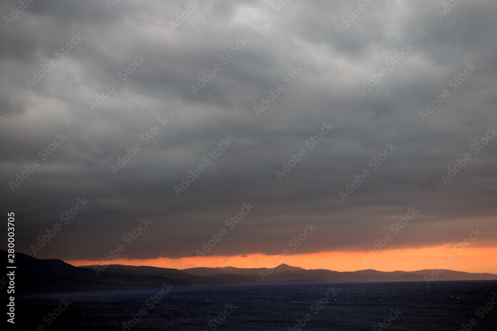 Lesbos Greece Mithymna sunset coast