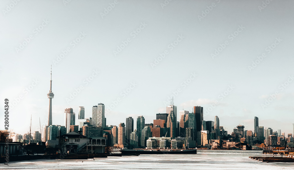 Winter view of the city of Toronto, from Toronto Islands.