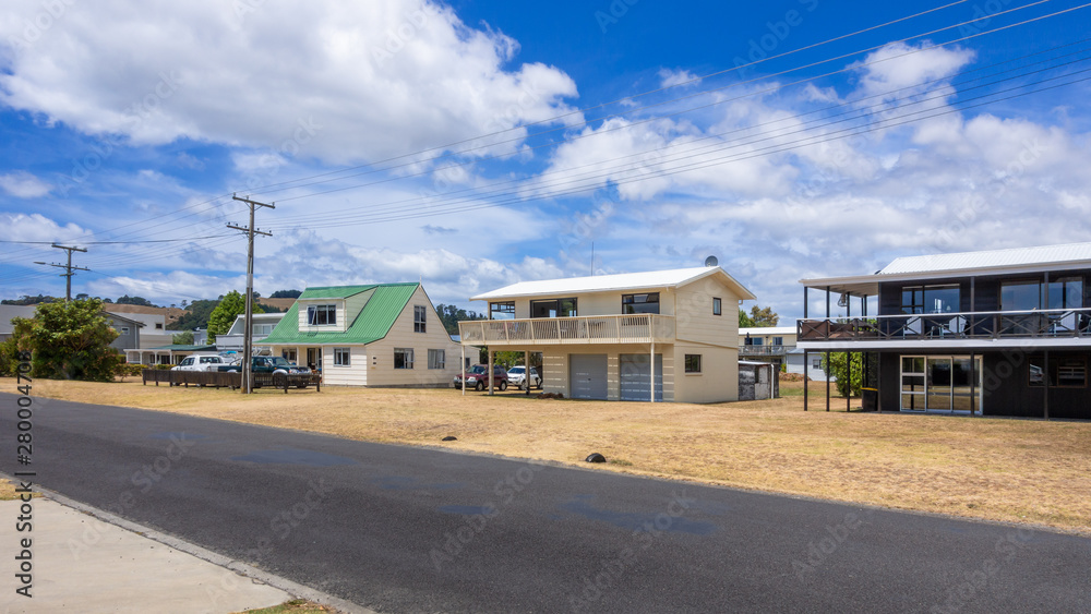 road with houses in New Zealand