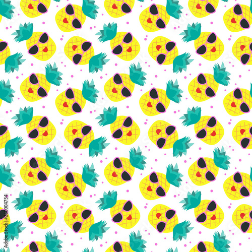 Seamless pattern with colorful pineapples.