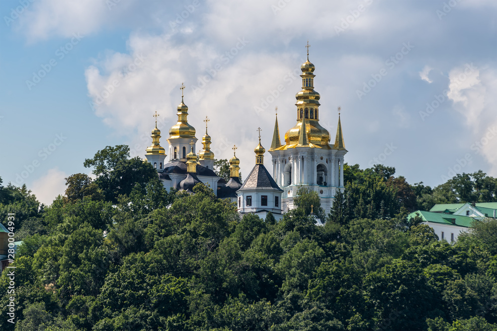 View of the Kyiv-Pechersk Lavra on a sunny summer day, Kiev, Ukraine. Historical and cultural reserve – UNESCO object in Ukraine