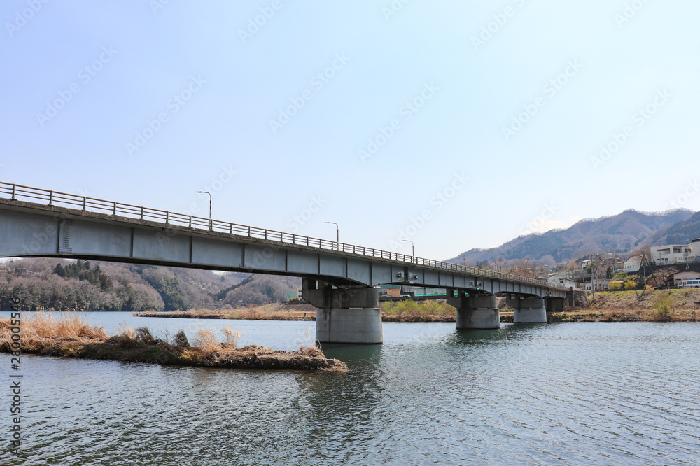 桂川と桂川橋（山梨県上野原市）,katsuragawa bridge,uenohara city,yamanashi pref,japan