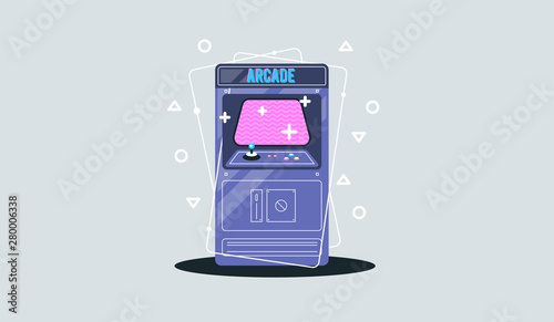 Retro arcade game machine. Vector illustration.