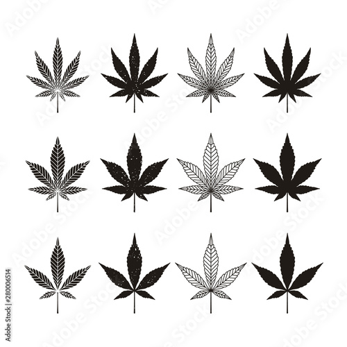 Weed Silhouette cannabis marijuana hemp leaf farm cultivation cbd logo design