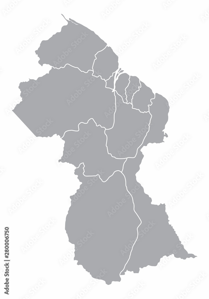 Fototapeta premium Guyana regions map