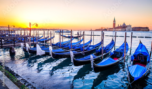 typical gondolas in venice - italy