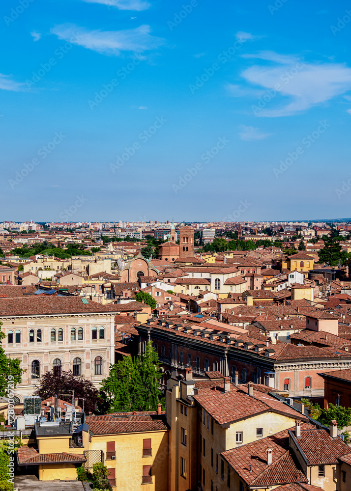 Cityscape of the Old Town, elevated view, Bologna, Emilia-Romagna, Italy
