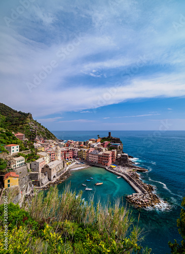 Vernazza Village, elevated view, Cinque Terre, UNESCO World Heritage Site, Liguria, Italy