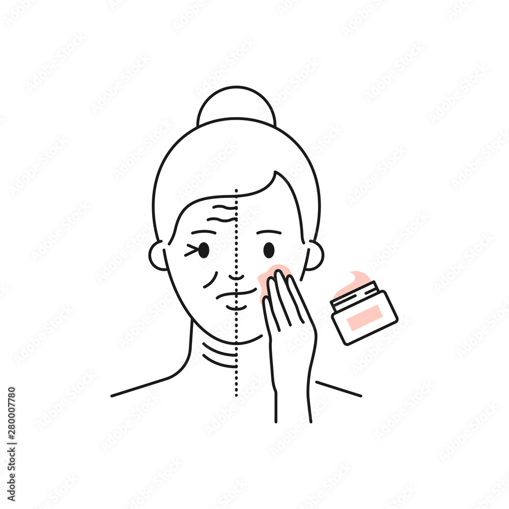 Anti-aging cream, lifting, collagen, wrinkle care and moisturizing vector illustration Anti-aging cream, lifting, collagen, wrinkle care and moisturizing vector illustration